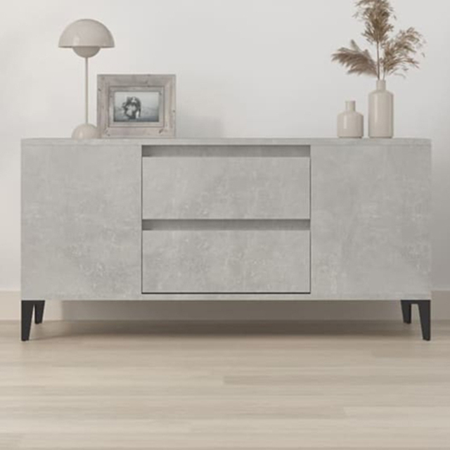 vidaXL 2 Drawer 4 Shelf Concrete Grey TV Cabinet - Size: 50 x 102 x 44.5cm - Wilko - image 1