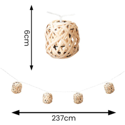 ValueLights Rattan Wicker Ball Battery Operated Outdoor Garden String Light 10 Pack - Size: 6 x 237 x 6.5cm - Yellow - Wilko - thumbnail 5