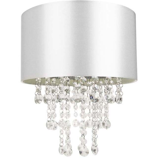 Happy Homewares Grey Satin Fabric Pendant Light Shade - Size: 17 x 30 x 30cm - Wilko - image 1