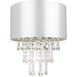 Happy Homewares Grey Satin Fabric Pendant Light Shade - Size: 17 x 30 x 30cm - Wilko