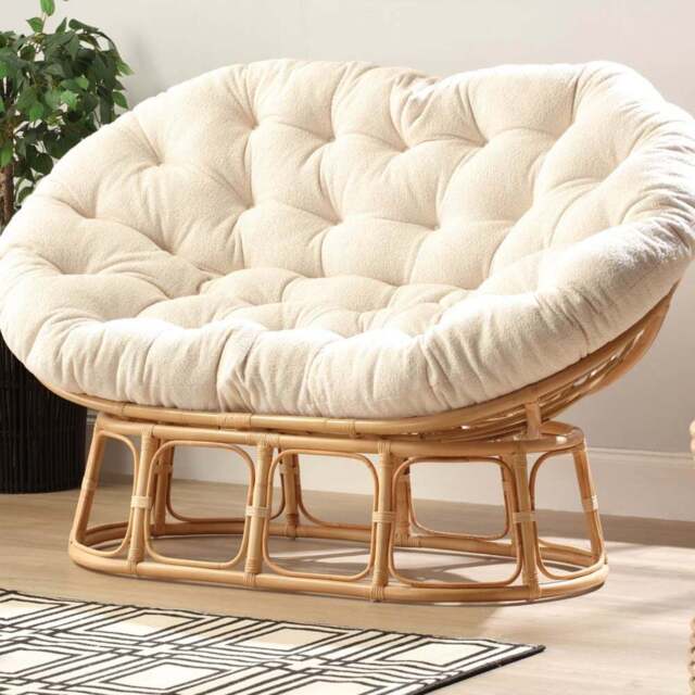 Desser Furniture Papasan 2 Seater Vanila and Natural Sofa - Brown - Wilko - image 1