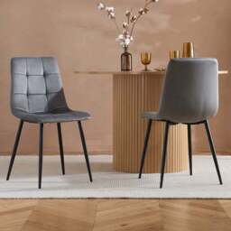 Birlea Axel Set of 2 Dining Chair - Size: 86 x 55 x 44cm - Grey - SleepSoul - Wilko
