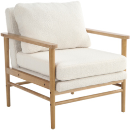 Living and Home White Teddy Bear Fur Wooden Armchair - Size: Single - Wilko - thumbnail 3