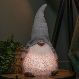 Samuel Alexander Pink Male Gonk with Grey Hat LED Christmas Decoration 36cm - Size: 30 x 30 x 30cm - Wilko - thumbnail 3