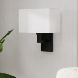 Living and Home Rectangular Fabric Shade Black and White E27 Wall Lamp - Size: 28.5 x 28.2 x 14cm - Black + White - Wilko - thumbnail 3