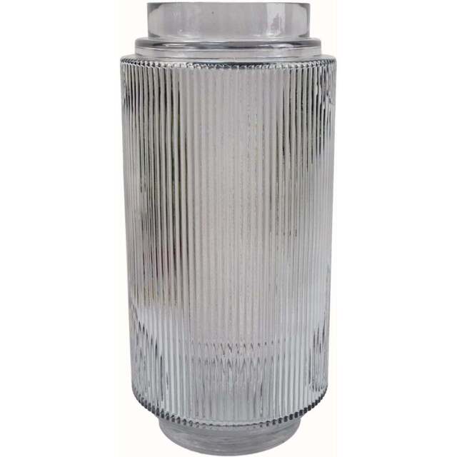 Botanik Clear Ridged Glass Vase 31cm - Size: 31 x 15 x 15cm - White - Wilko - image 1