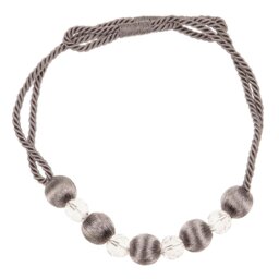 Bead Covered Yarn Tieband - Silver - Wilko