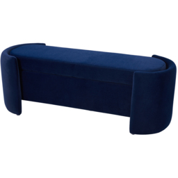 Living and Home 2 Seater Blue Velvet Ottoman Bench - Size: 44 x 122 x 42cm - Wilko - thumbnail 3