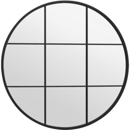 MirrorOutlet The Circulus Black Metal Round Window Garden Wall Mirror 80 x 80cm - Size: 80 x 80 x 3cm - Wilko - thumbnail 1
