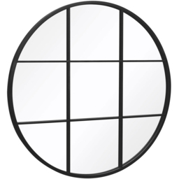 MirrorOutlet The Circulus Black Metal Round Window Garden Wall Mirror 80 x 80cm - Size: 80 x 80 x 3cm - Wilko - thumbnail 4