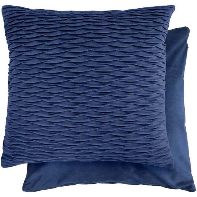 Serene Millie Navy Soft Velvet Cushion Cover - Size: 43 x 43cm - Blue - Wilko - image 1