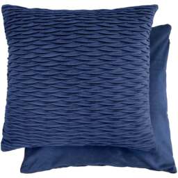 Serene Millie Navy Soft Velvet Cushion Cover - Size: 43 x 43cm - Blue - Wilko