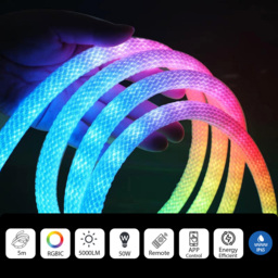 ENER-J NeonTwist RGBIC Braided Rope Light with Remote 5m - Size: 25 x 25 x 10cm - Multi - Wilko - thumbnail 3
