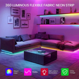 ENER-J NeonTwist RGBIC Braided Rope Light with Remote 5m - Size: 25 x 25 x 10cm - Multi - Wilko - thumbnail 4