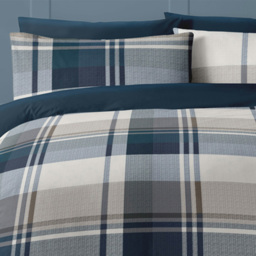 Bellissimo September Super King Teal Check Duvet Set - Blue - Wilko - thumbnail 4