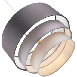 Happy Homewares 3 Tier Grey Cotton Round Pendant Shade - Size: 20 x 30 x 30cm - Wilko - thumbnail 4