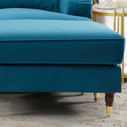 Woodbury 3 Seater Teal Velvet U Shape Corner Sofa - Blue - Artemis Home - Wilko - thumbnail 4