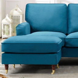 Woodbury 3 Seater Teal Velvet U Shape Corner Sofa - Blue - Artemis Home - Wilko - thumbnail 3