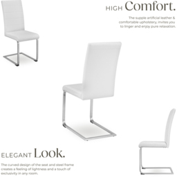 tectake Set of 4 White Cantilever High Backrest Dining Chair - Wilko - thumbnail 5