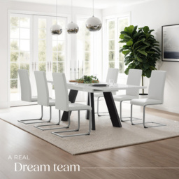 tectake Set of 4 White Cantilever High Backrest Dining Chair - Wilko - thumbnail 4