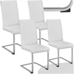tectake Set of 4 White Cantilever High Backrest Dining Chair - Wilko - thumbnail 3