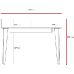 Dallas Home Office Desk White and Carbon Grey - Size: 55 x 120 x 90cm - Wilko - thumbnail 6