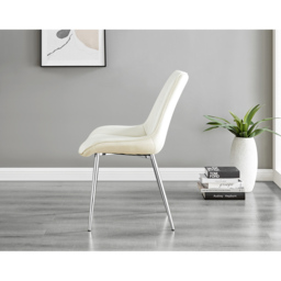 Furniturebox Cesano Set of 2 Cream and Chrome Velvet Dining Chair - Wilko - thumbnail 4