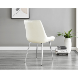 Furniturebox Cesano Set of 2 Cream and Chrome Velvet Dining Chair - Wilko - thumbnail 6