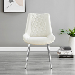 Furniturebox Cesano Set of 2 Cream and Chrome Velvet Dining Chair - Wilko - thumbnail 7