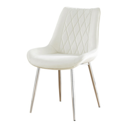 Furniturebox Cesano Set of 2 Cream and Chrome Velvet Dining Chair - Wilko - thumbnail 3