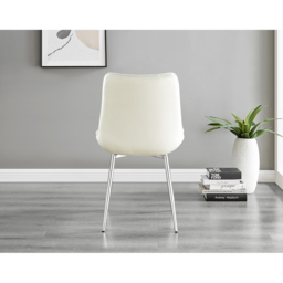 Furniturebox Cesano Set of 2 Cream and Chrome Velvet Dining Chair - Wilko - thumbnail 5