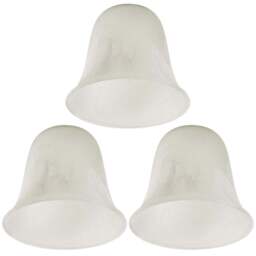 ValueLights Marble Effect Bell Shape Glass Lamp Shades Set 3 Pack - Size: 13 x 15 x 15cm - White - Wilko
