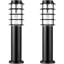 ValueLights Wharf Set of 2 Black Warm White Bulb Bollard Lights - Size: 25 x 11.5 x 46cm - Wilko - thumbnail 1