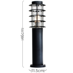 ValueLights Wharf Set of 2 Black Warm White Bulb Bollard Lights - Size: 25 x 11.5 x 46cm - Wilko - thumbnail 7