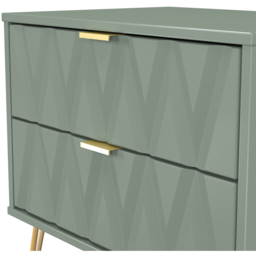 Crowndale Diamond 2 Drawer Reed Green Side Table Ready Assembled - Size: 60 x 58 x 40cm - Wilko - thumbnail 6