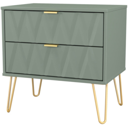 Crowndale Diamond 2 Drawer Reed Green Side Table Ready Assembled - Size: 60 x 58 x 40cm - Wilko - thumbnail 5