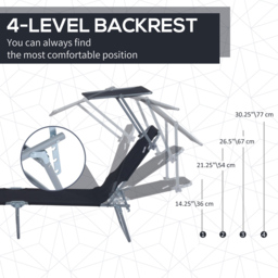 Outsunny Black Foldable Sun Lounger with Sunshade Awning - Size: 1 Seater - Wilko - thumbnail 5