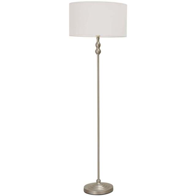 ValueLights Maggie White Shade Brushed Chrome Candlestick LED Floor Lamp - Silver - Wilko - image 1