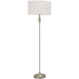 ValueLights Maggie White Shade Brushed Chrome Candlestick LED Floor Lamp - Silver - Wilko