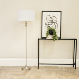 ValueLights Maggie White Shade Brushed Chrome Candlestick LED Floor Lamp - Silver - Wilko - thumbnail 4