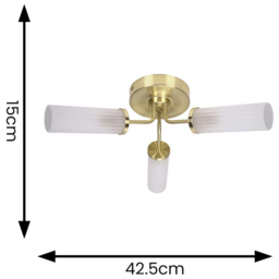 ValueLights Canya Matte Gold 3 Way Frosted Reeded Glass LED Ceiling Light - Wilko - thumbnail 7