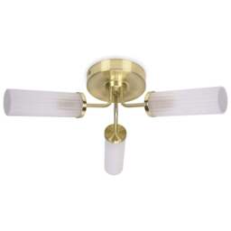 ValueLights Canya Matte Gold 3 Way Frosted Reeded Glass LED Ceiling Light - Wilko