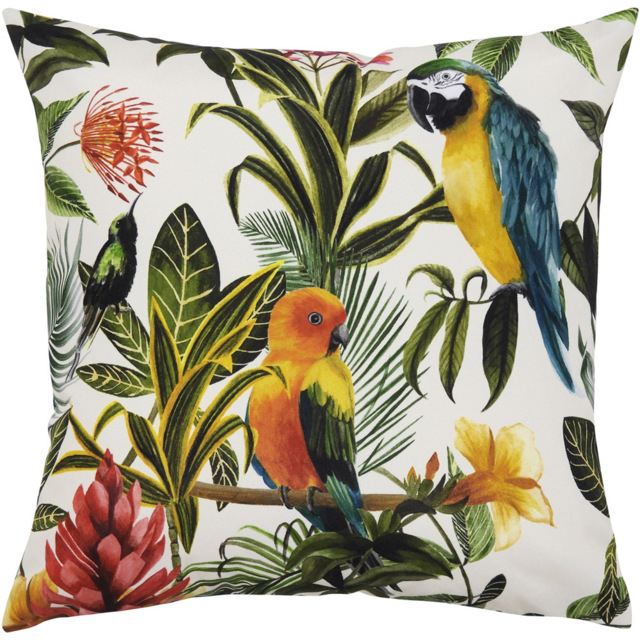 Evans Lichfield Parrots Multicolour Outdoor Reversible Cushion - Size: 43 x 43 x 10cm - Green - Wilko - image 1