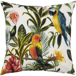 Evans Lichfield Parrots Multicolour Outdoor Reversible Cushion - Size: 43 x 43 x 10cm - Green - Wilko