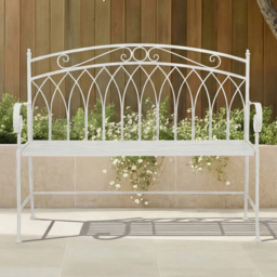 Charles Bentley 2 Seater Antique White Decorative Rustic Metal Garden Bench - Wilko - thumbnail 1
