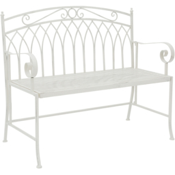Charles Bentley 2 Seater Antique White Decorative Rustic Metal Garden Bench - Wilko - thumbnail 6