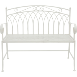 Charles Bentley 2 Seater Antique White Decorative Rustic Metal Garden Bench - Wilko - thumbnail 3