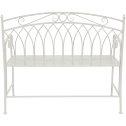 Charles Bentley 2 Seater Antique White Decorative Rustic Metal Garden Bench - Wilko - thumbnail 5