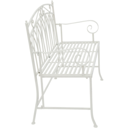 Charles Bentley 2 Seater Antique White Decorative Rustic Metal Garden Bench - Wilko - thumbnail 4