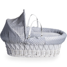 Clair De Lune Grey Dimple White Wicker Moses Basket with Rocking Stand - Size: 68 x 68 x 30cm - Wilko - thumbnail 5